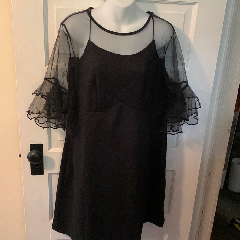 Shein Curve little black dress w sheer sleeves size 1X